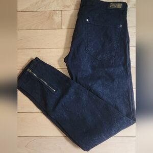 ZARA skinny stretch black jacquard trousers with exposed zipper size 6